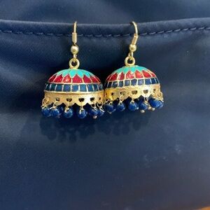 Meenakari Jhumkas Enamel Painted Traditional Indian Earrings, Multicoloured